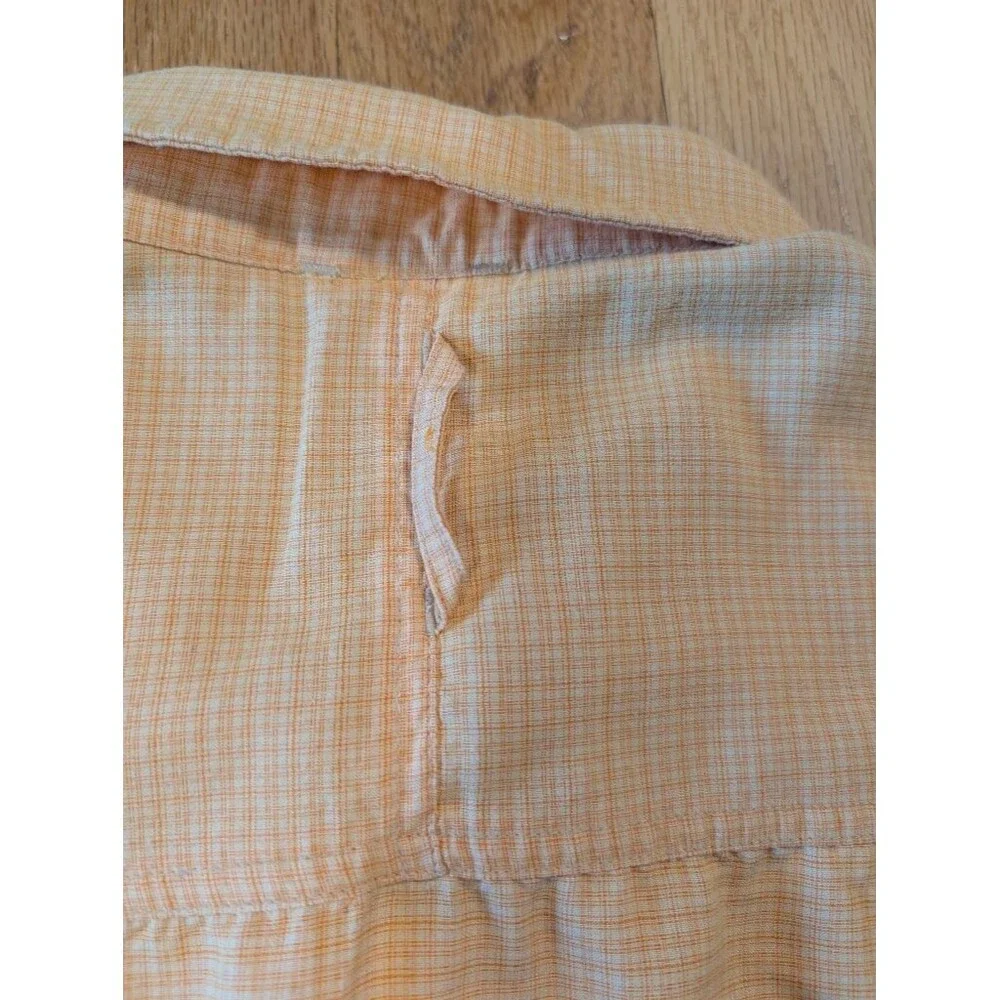 The North Face Mens L Orange Plaid Vented Hiking Fishing Button Up Shirt SS